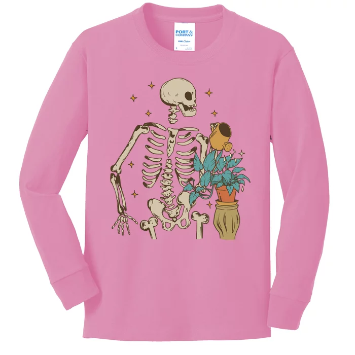 Skeleton Spring Garden Plant Kids Long Sleeve Shirt