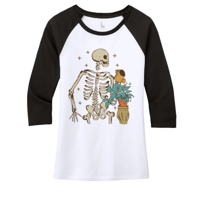 Skeleton Spring Garden Plant Women's Tri-Blend 3/4-Sleeve Raglan Shirt