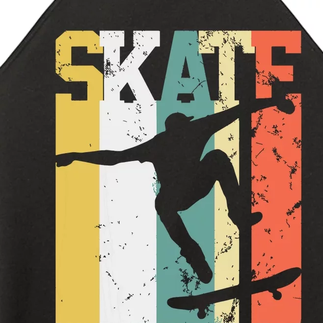 Skate Skateboarder Gift Skateboard Retro Women’s Perfect Tri Rocker Tank