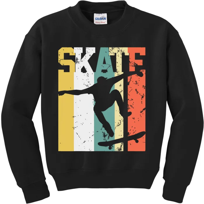 Skate Skateboarder Gift Skateboard Retro Kids Sweatshirt