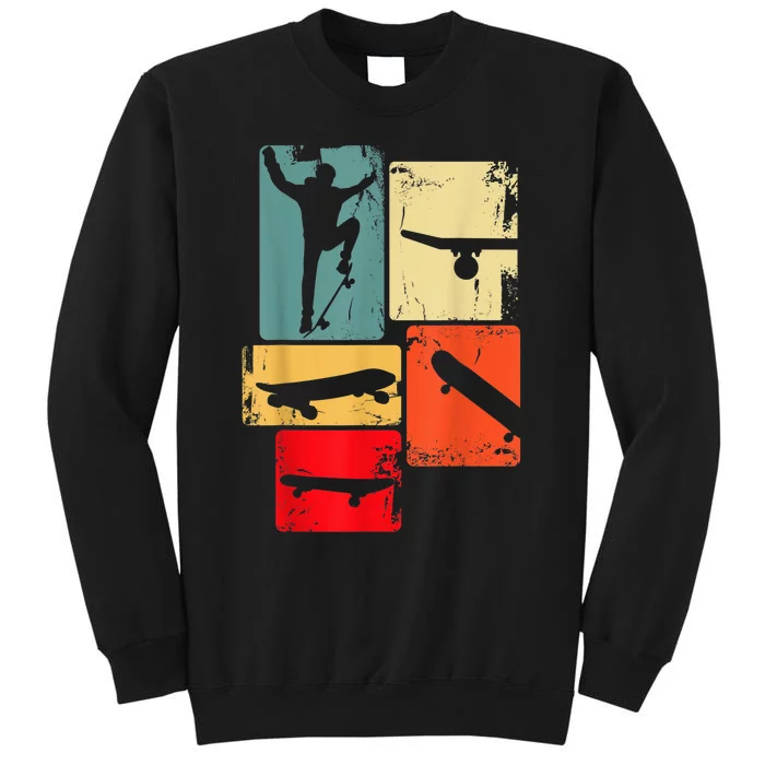 Skater Skateboarder Gift Retro Skateboard Gift For Boys Youth Gift Tall Sweatshirt