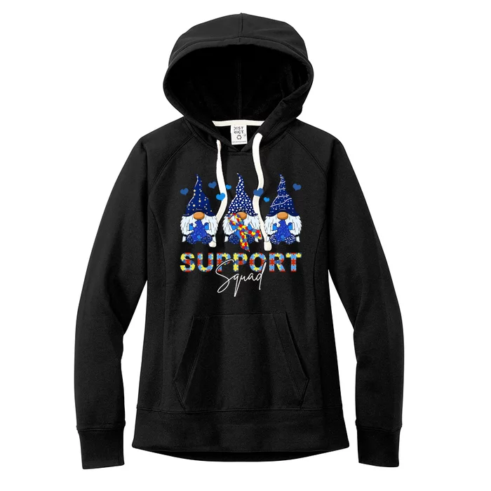 Support Squad Gnome Autism Awareness Month Women's Fleece Hoodie