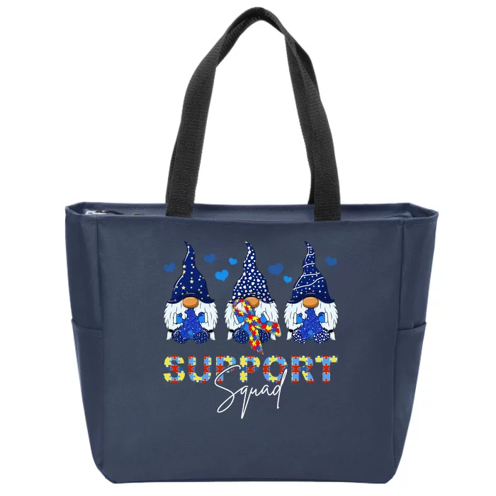 Support Squad Gnome Autism Awareness Month Zip Tote Bag