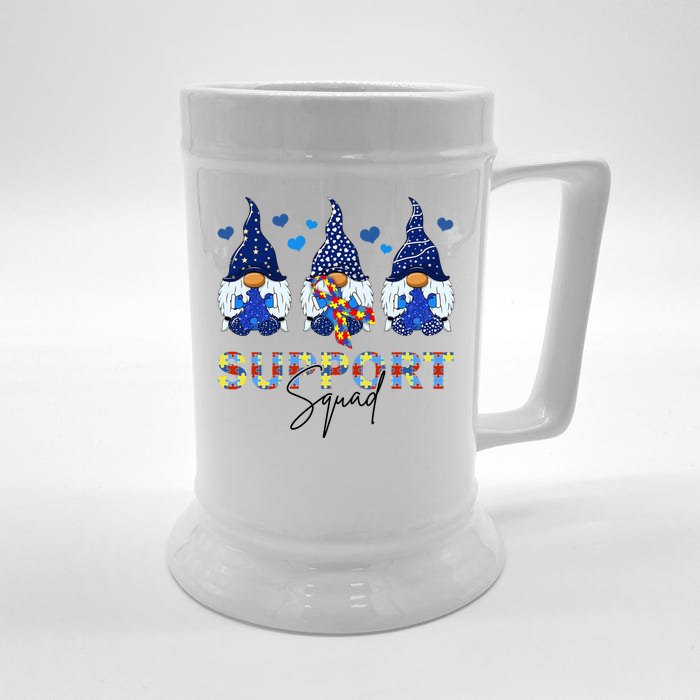 Support Squad Gnome Autism Awareness Month Front & Back Beer Stein