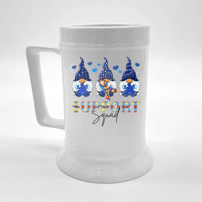 Support Squad Gnome Autism Awareness Month Front & Back Beer Stein