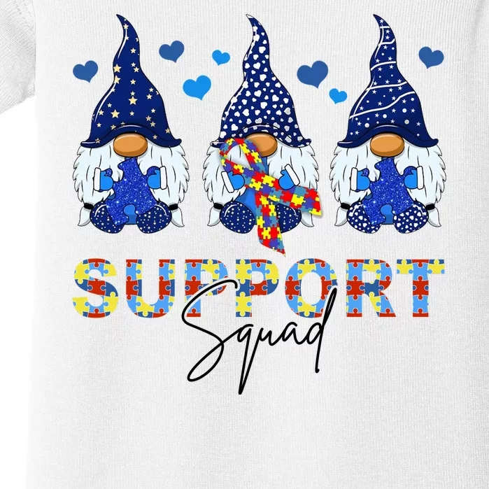 Support Squad Gnome Autism Awareness Month Baby Bodysuit