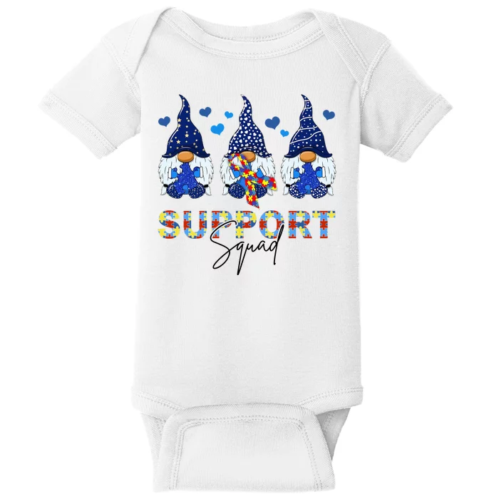 Support Squad Gnome Autism Awareness Month Baby Bodysuit