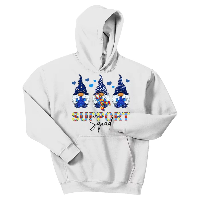 Support Squad Gnome Autism Awareness Month Kids Hoodie