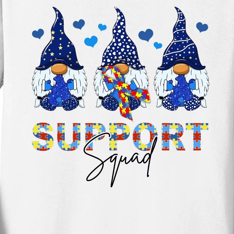 Support Squad Gnome Autism Awareness Month Kids Long Sleeve Shirt