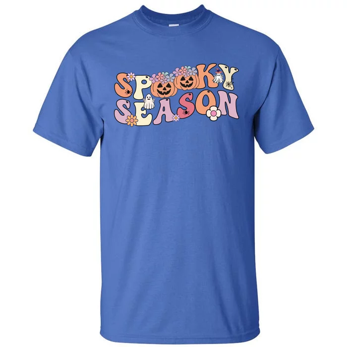 Spooky Season Groovy Ghost Retro Vintage Halloween Ghost Gift Tall T-Shirt