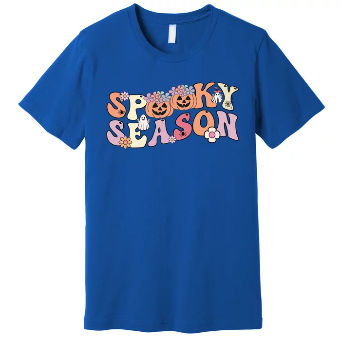 Spooky Season Groovy Ghost Retro Vintage Halloween Ghost Gift Premium T-Shirt