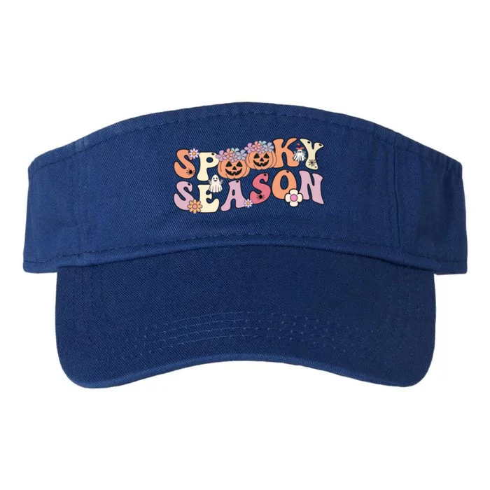 Spooky Season Groovy Ghost Retro Vintage Halloween Ghost Gift Valucap Bio-Washed Visor