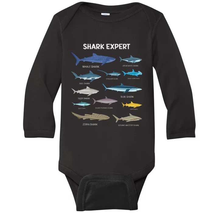 Shark Species Gift Baby Long Sleeve Bodysuit