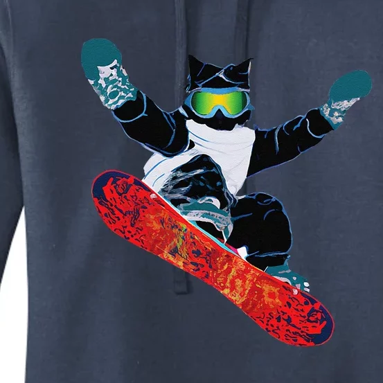 Ski Snowboard Goggles Funny Skiing Snowboarding Cat Women's Pullover Hoodie