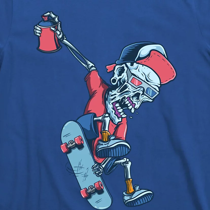 Skateboarding Skeleton Graffiti Skull Street Art Skater Gift T-Shirt