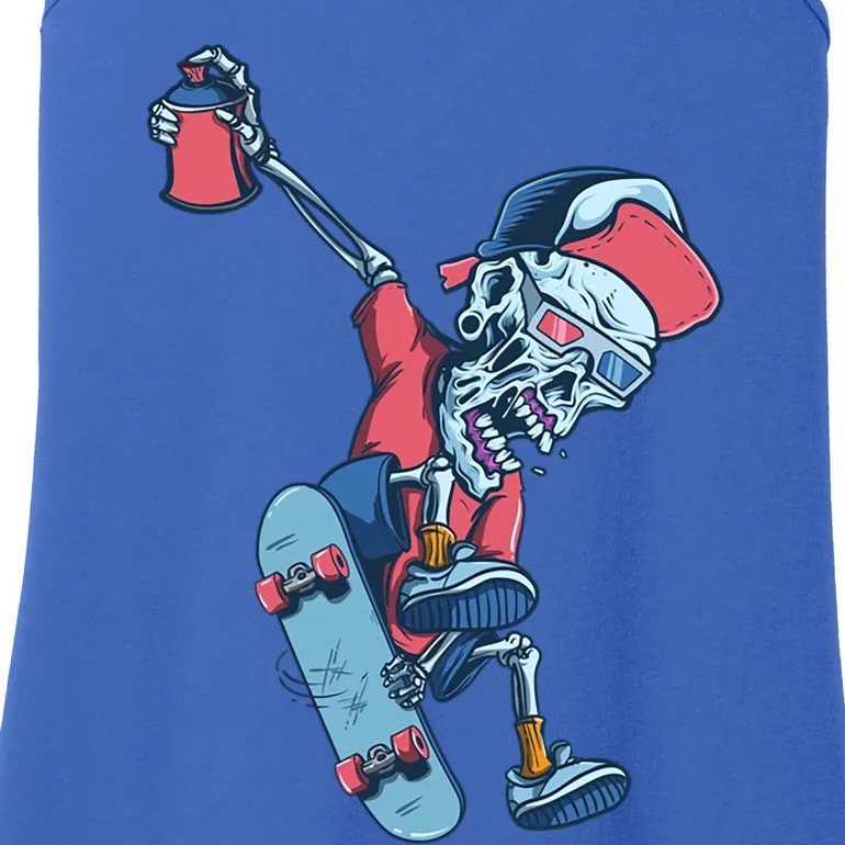 Skateboarding Skeleton Graffiti Skull Street Art Skater Gift Ladies Essential Tank