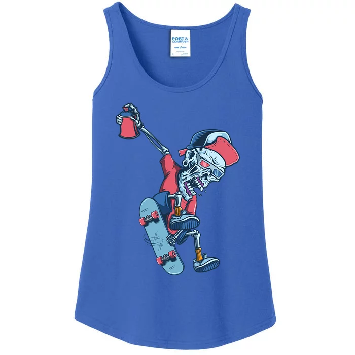 Skateboarding Skeleton Graffiti Skull Street Art Skater Gift Ladies Essential Tank