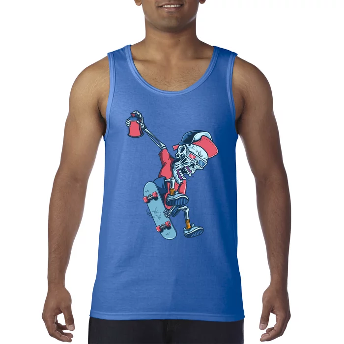 Skateboarding Skeleton Graffiti Skull Street Art Skater Gift Tank Top