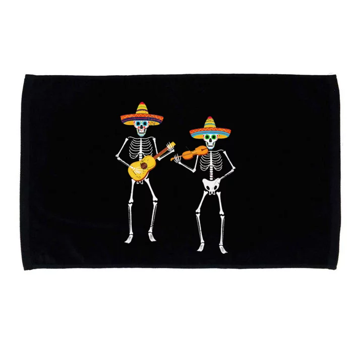 Skeleton Sombreros Guitar Fiesta Cinco De Mayo Microfiber Hand Towel