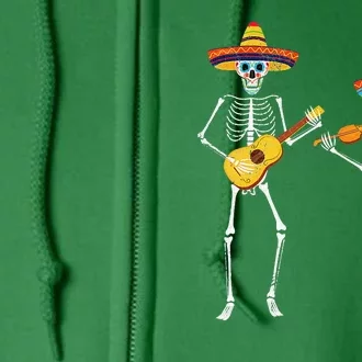 Skeleton Sombreros Guitar Fiesta Cinco De Mayo Full Zip Hoodie