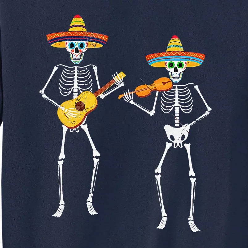 Skeleton Sombreros Guitar Fiesta Cinco De Mayo Tall Sweatshirt