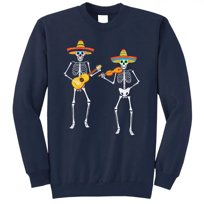 Skeleton Sombreros Guitar Fiesta Cinco De Mayo Tall Sweatshirt