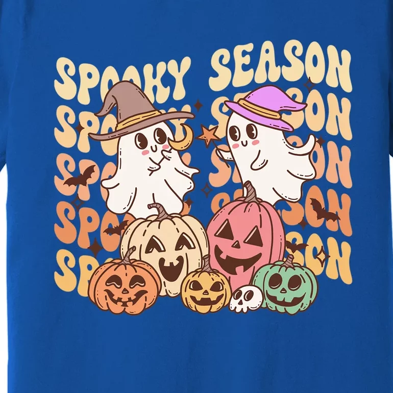 Spooky Season Ghost Witch Hat Pumpkins Retro Halloween Gift Premium T-Shirt