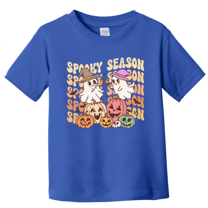 Spooky Season Ghost Witch Hat Pumpkins Retro Halloween Gift Toddler T-Shirt