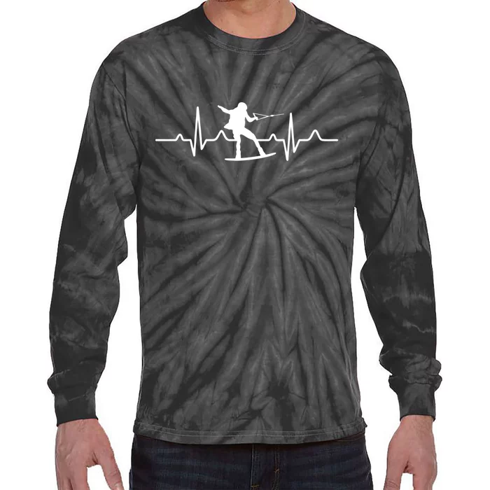 Ski Skier Gifts & Heartbeat For Skiing Bum Gift For Skiers Tie-Dye Long Sleeve Shirt