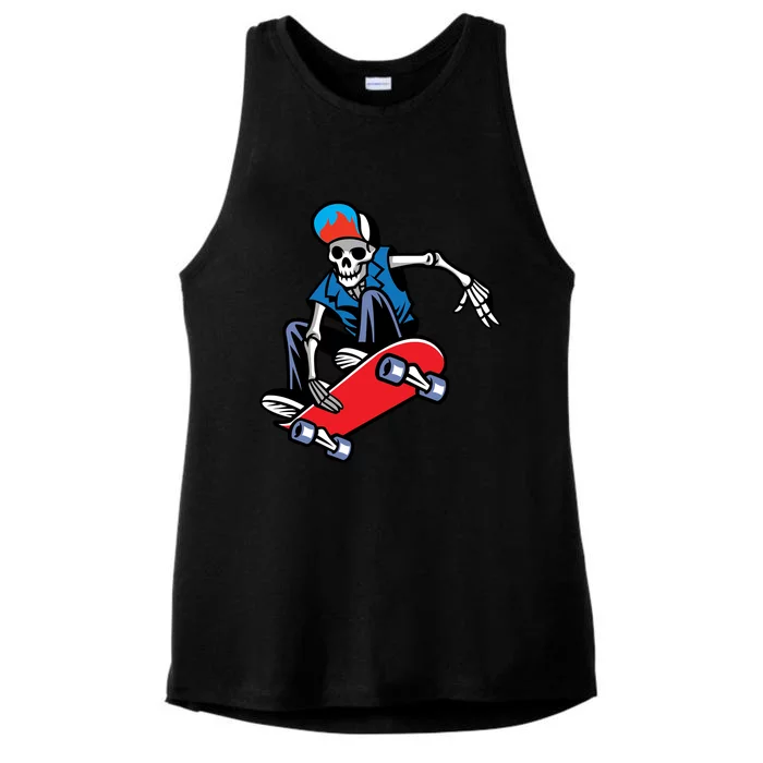 Skateboarding Skeleton Gift Ladies Tri-Blend Wicking Tank