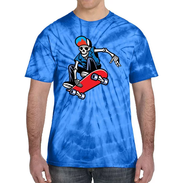 Skateboarding Skeleton Gift Tie-Dye T-Shirt