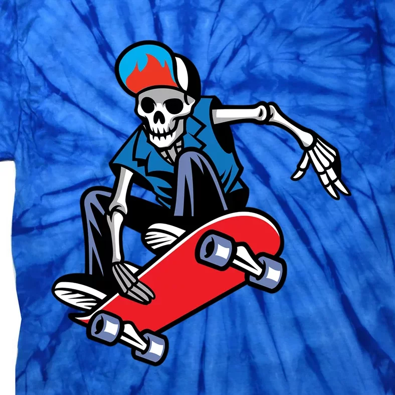 Skateboarding Skeleton Gift Tie-Dye T-Shirt