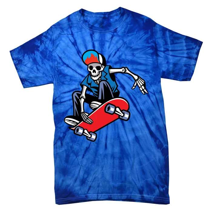 Skateboarding Skeleton Gift Tie-Dye T-Shirt