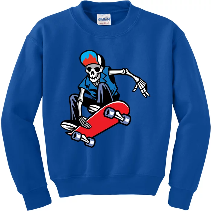 Skateboarding Skeleton Gift Kids Sweatshirt