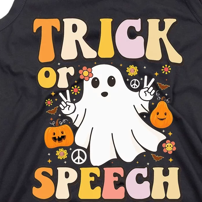 Spooky SLP Groovy Halloween Speech Language Pathologist Tank Top