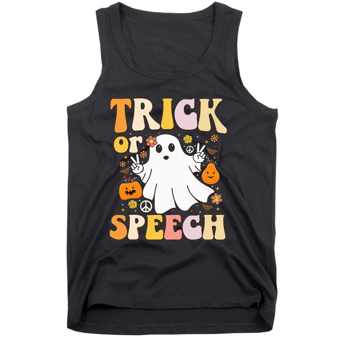 Spooky SLP Groovy Halloween Speech Language Pathologist Tank Top