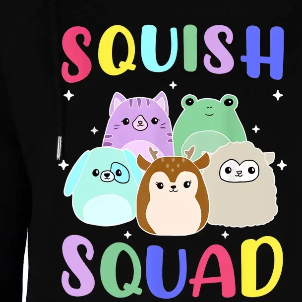 Squish Squad Girl Cute Womens Funnel Neck Pullover Hood