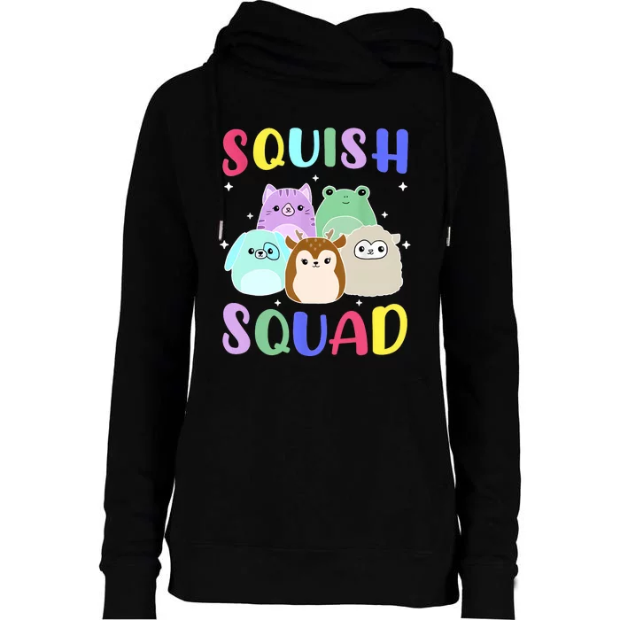 Squish Squad Girl Cute Womens Funnel Neck Pullover Hood