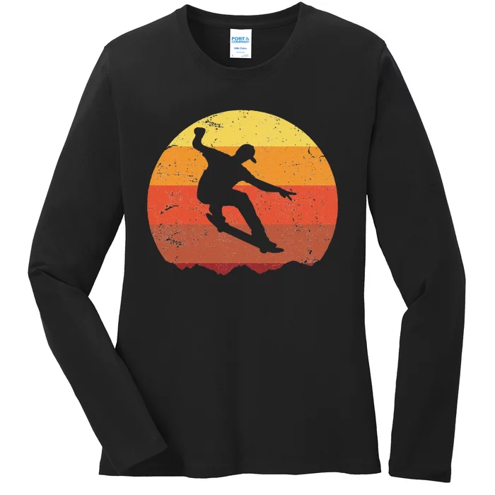 Skateboard Skateboarding Gift for Skateboarders Ladies Long Sleeve Shirt