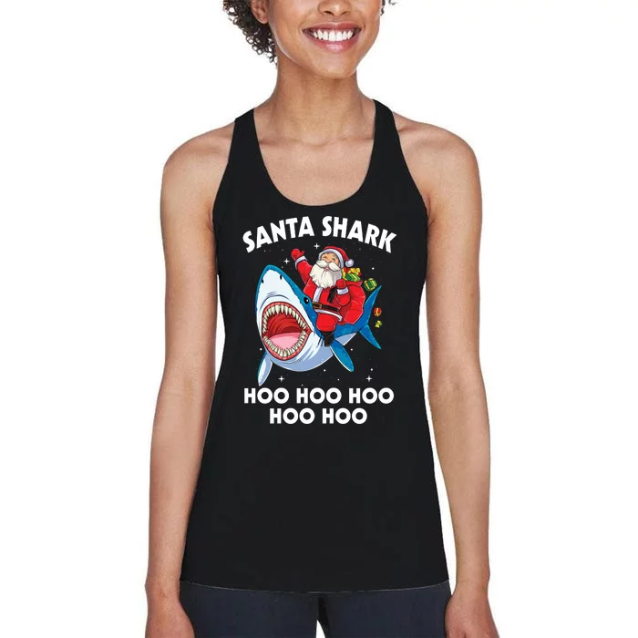 Santa Shark Hoo Hoo Hoo Hoo Hoo Christmas Women's Racerback Tank