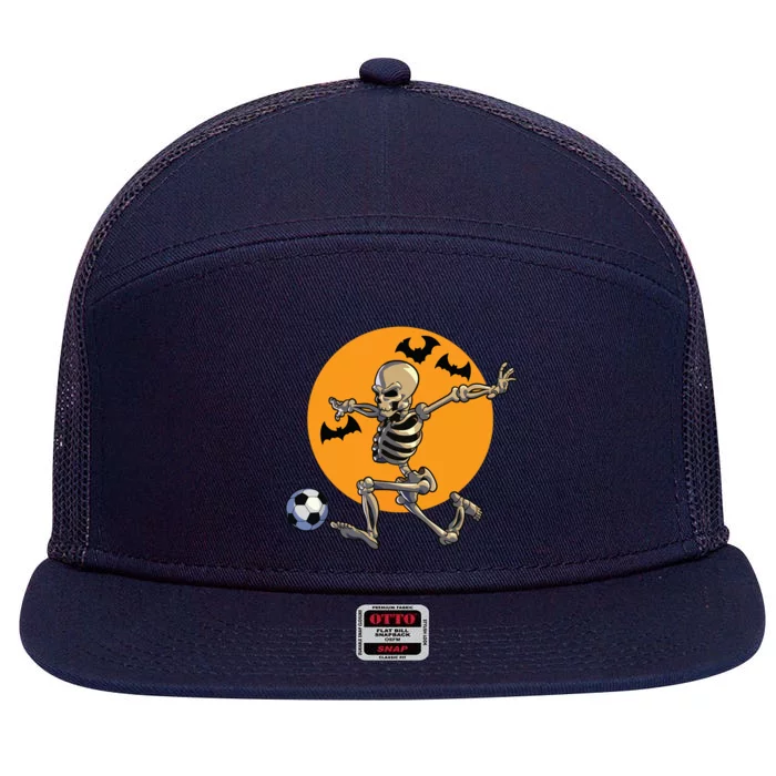 Soccer Skeleton Halloween Boy Soccer Player Halloween 7 Panel Mesh Trucker Snapback Hat