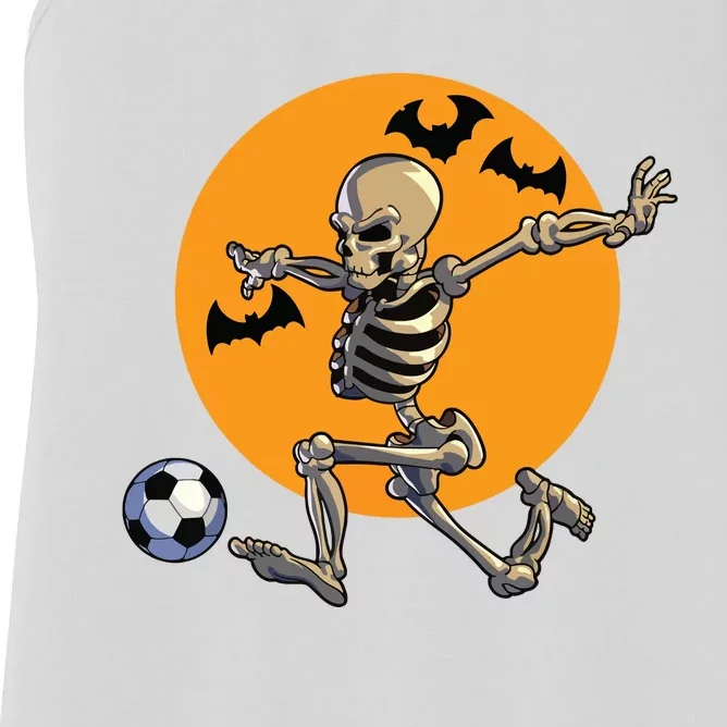 Soccer Skeleton Halloween Boy Soccer Player Halloween Women's Racerback Tank