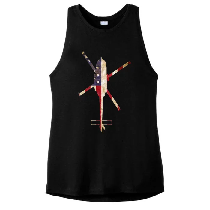 SH-60 Sea Hawk Military Helicopter Vintage Flag Ladies Tri-Blend Wicking Tank