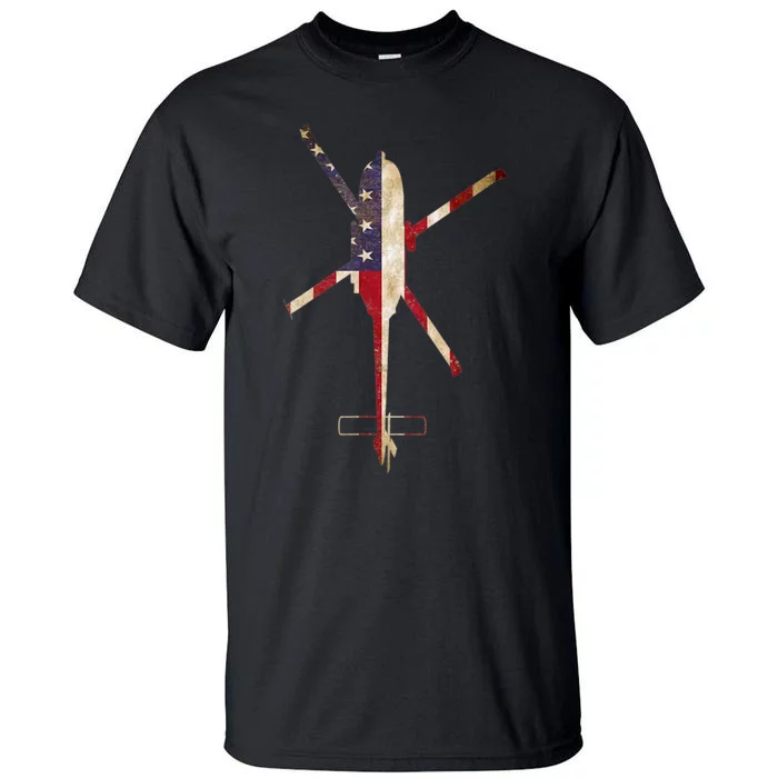 SH-60 Sea Hawk Military Helicopter Vintage Flag Tall T-Shirt