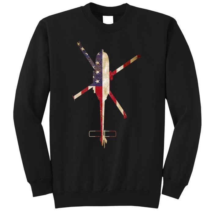 SH-60 Sea Hawk Military Helicopter Vintage Flag Tall Sweatshirt