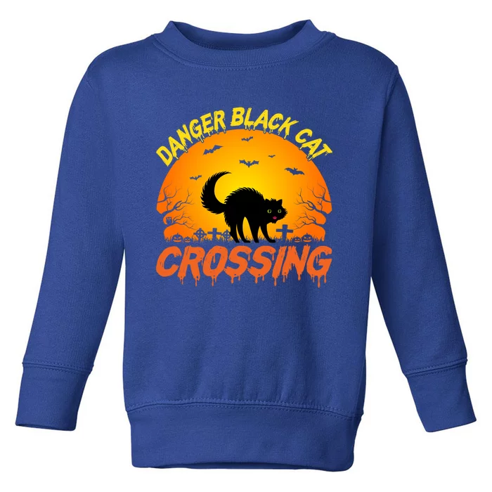 Scary Spooky Halloween Graveyard Cat Crossing Gift Toddler Sweatshirt