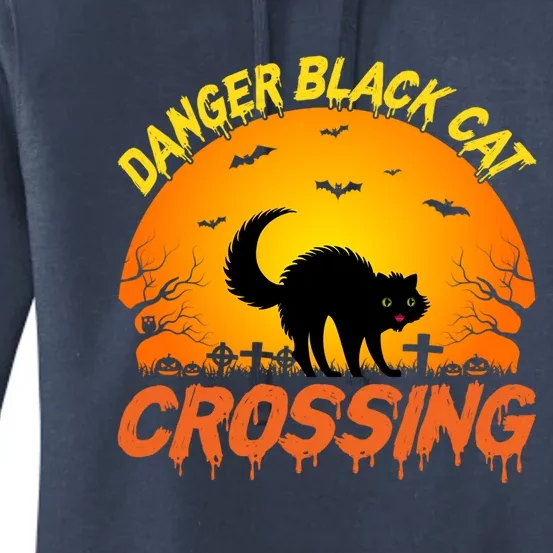 Scary Spooky Halloween Graveyard Cat Crossing Gift Women's Pullover Hoodie