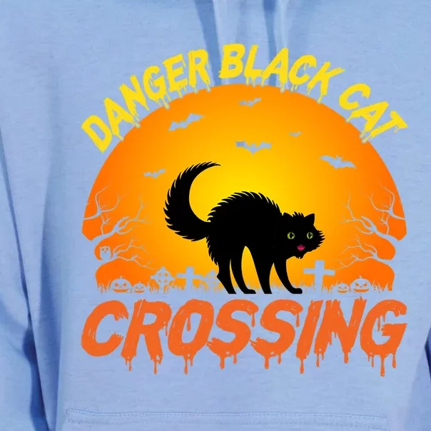 Scary Spooky Halloween Graveyard Cat Crossing Gift Unisex Surf Hoodie