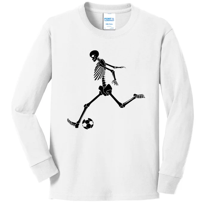 Skeleton Soccer Halloween Sport Player Kids Long Sleeve Shirt