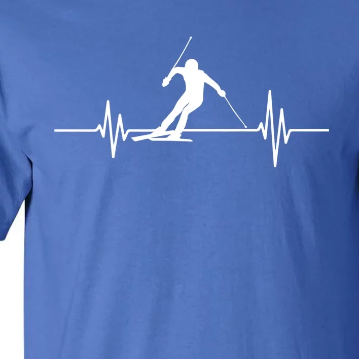 Skiing Ski Heartbeat For Skiers Winter Sports Fans Cute Gift Tall T-Shirt